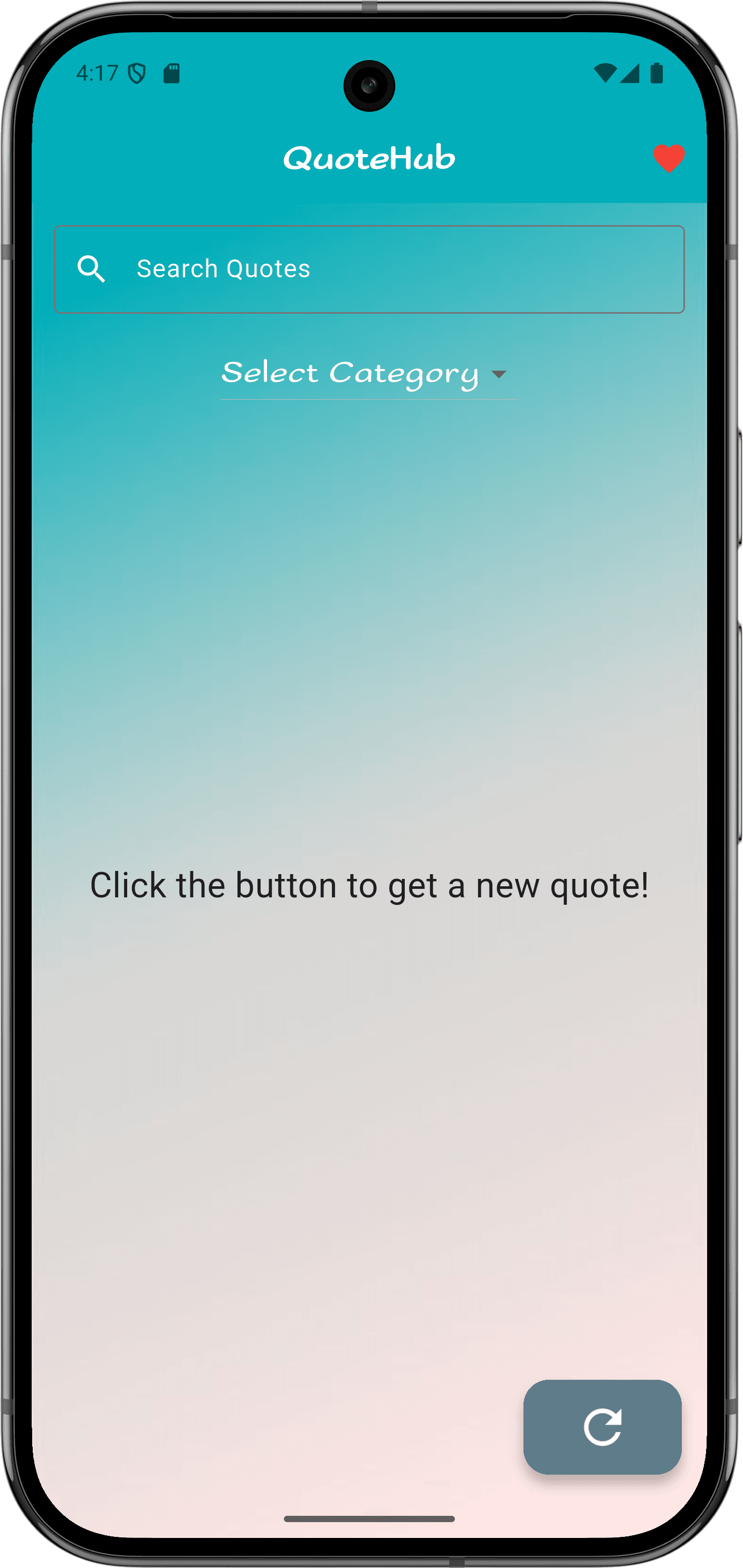 تطبيق QuoteHub: واجهة التطبيق (Home Screen)