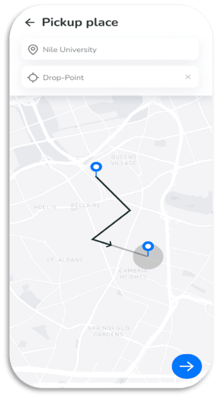 GoPooling — مشاركة رحلات للجامعة: حجز الرحلة (pickup place screen)