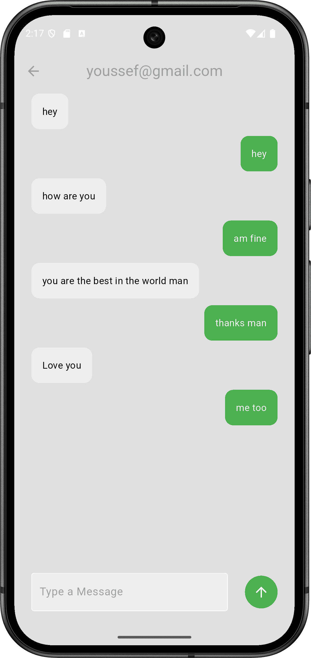 تطبيق دردشة: واجهة التطبيق (lightmode)