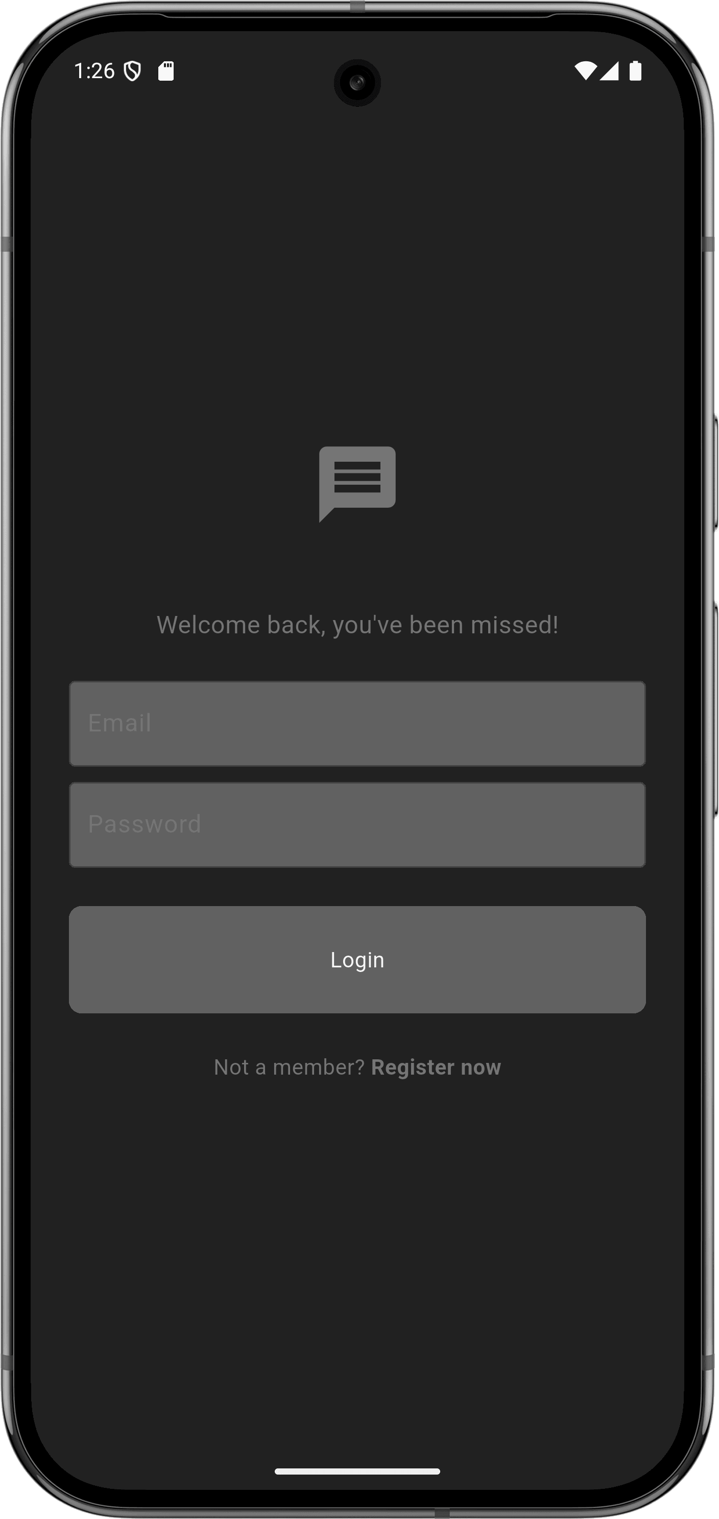 تطبيق دردشة: واجهة التطبيق (login)