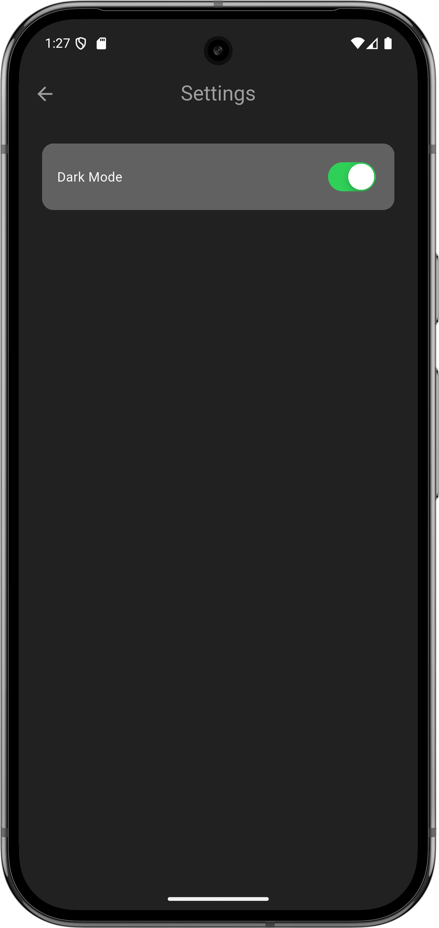 تطبيق دردشة: واجهة التطبيق (settings page)