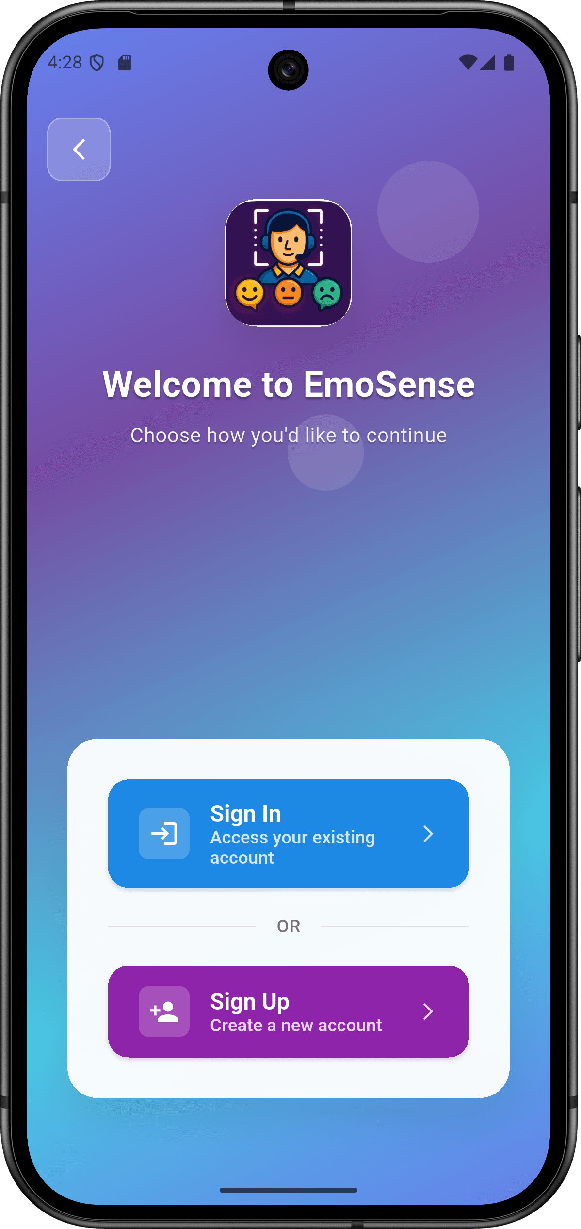 EmoSense — منصة التعرف على المشاعر للمؤسسات: التسجيل والمصادقة (signin and login)