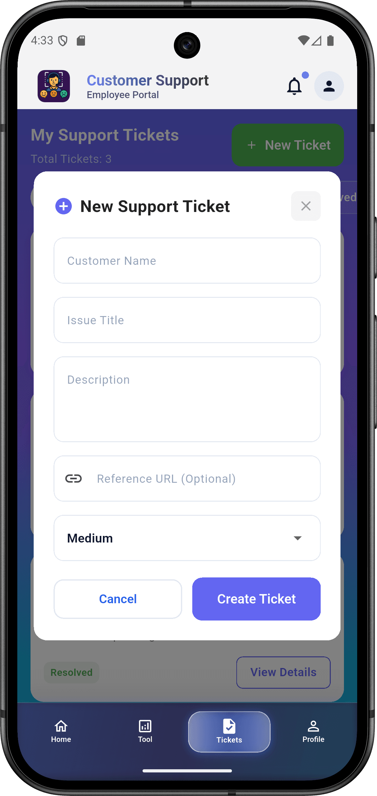EmoSense — منصة التعرف على المشاعر للمؤسسات: تذاكر الدعم (tickets screen 2)
