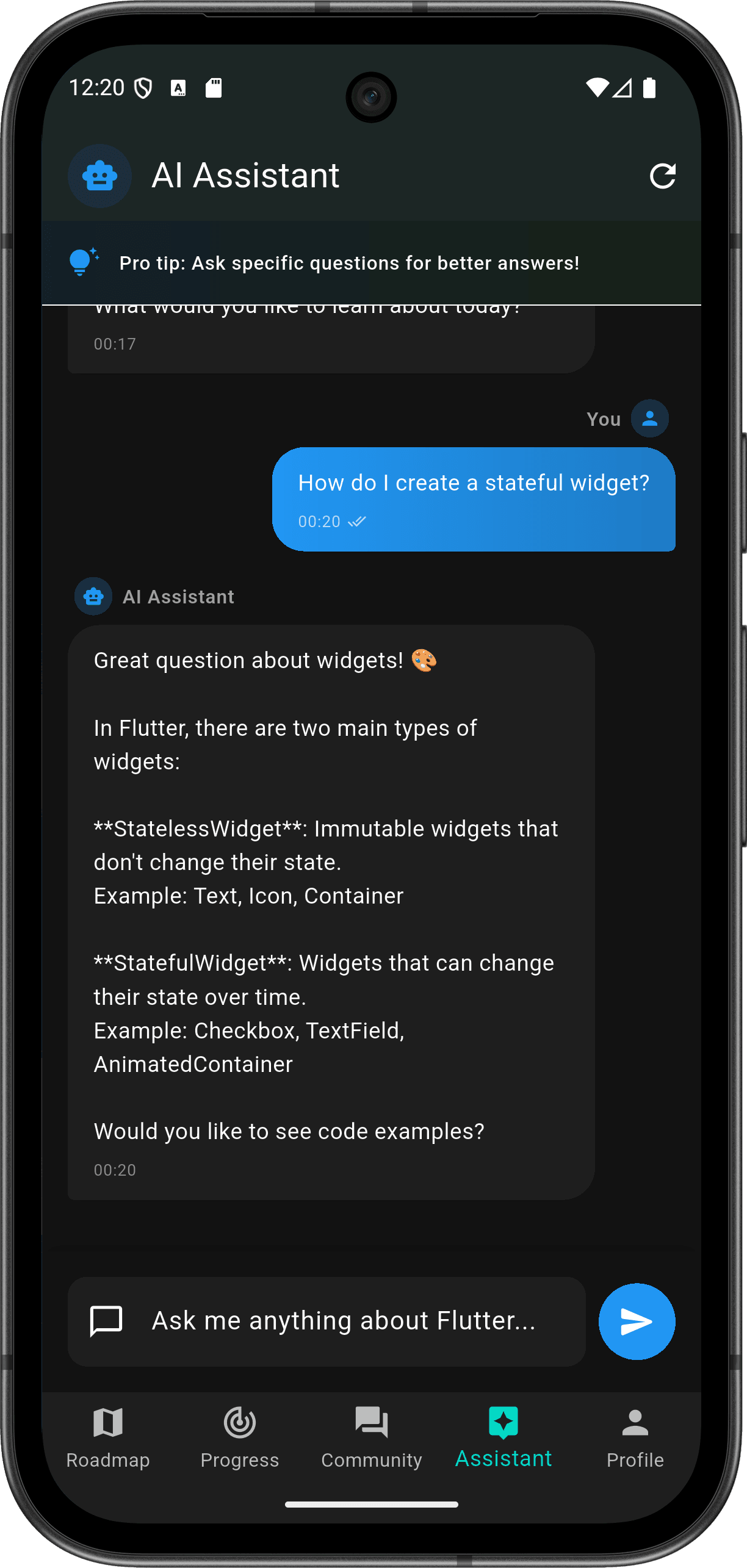 FlutterMate - Flutter Learning Companion: AI Chat Assistant (ai chat screen 2)