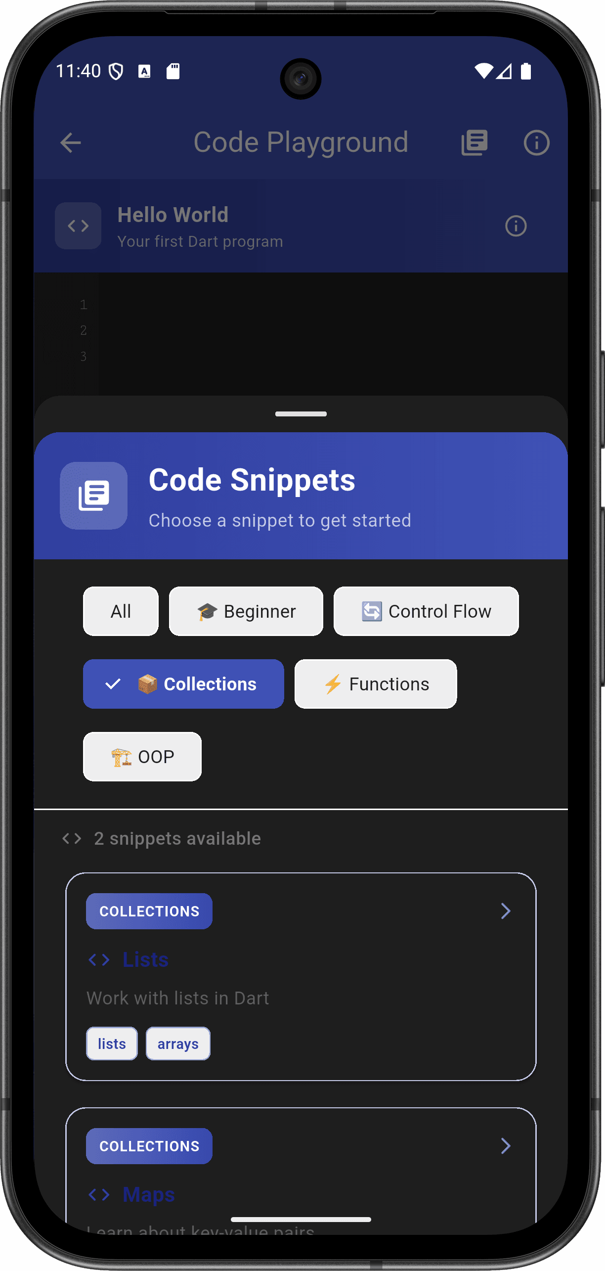 FlutterMate - Flutter Learning Companion: Lessons & Course Content (lesson detail screen 11)