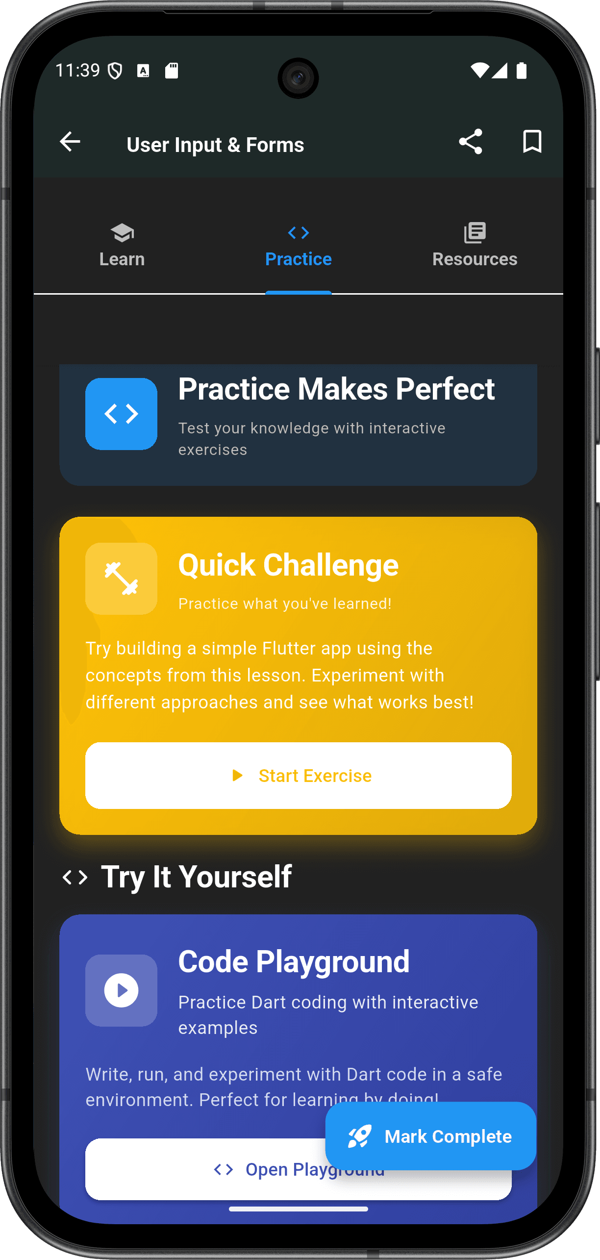 FlutterMate - Flutter Learning Companion: Lessons & Course Content (lesson detail screen 9)