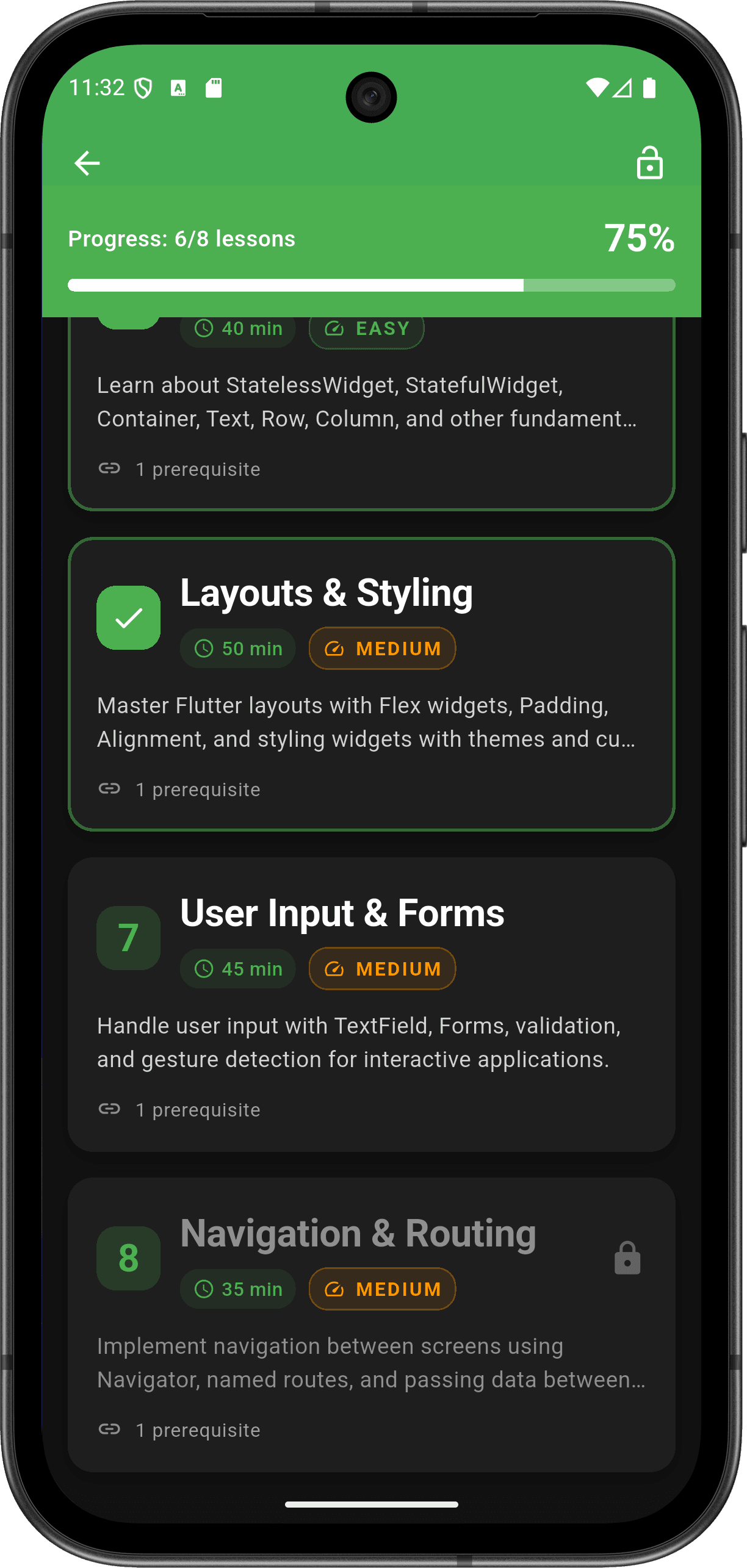 FlutterMate - Flutter Learning Companion: Lessons & Course Content (lesson screen 3)