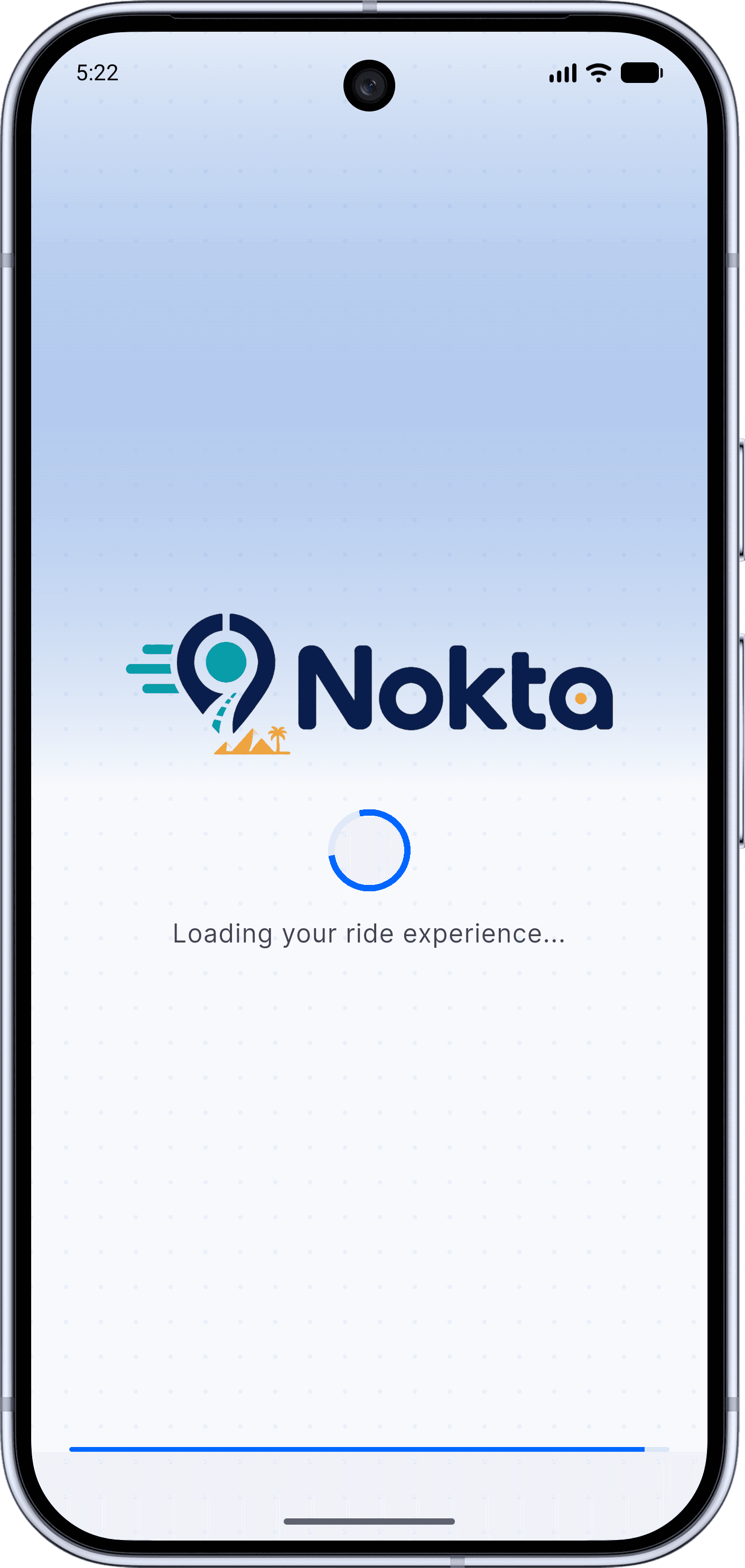 Nokta — Ride-Hailing / Delivery MVP: Splash & Onboarding (1 splash)