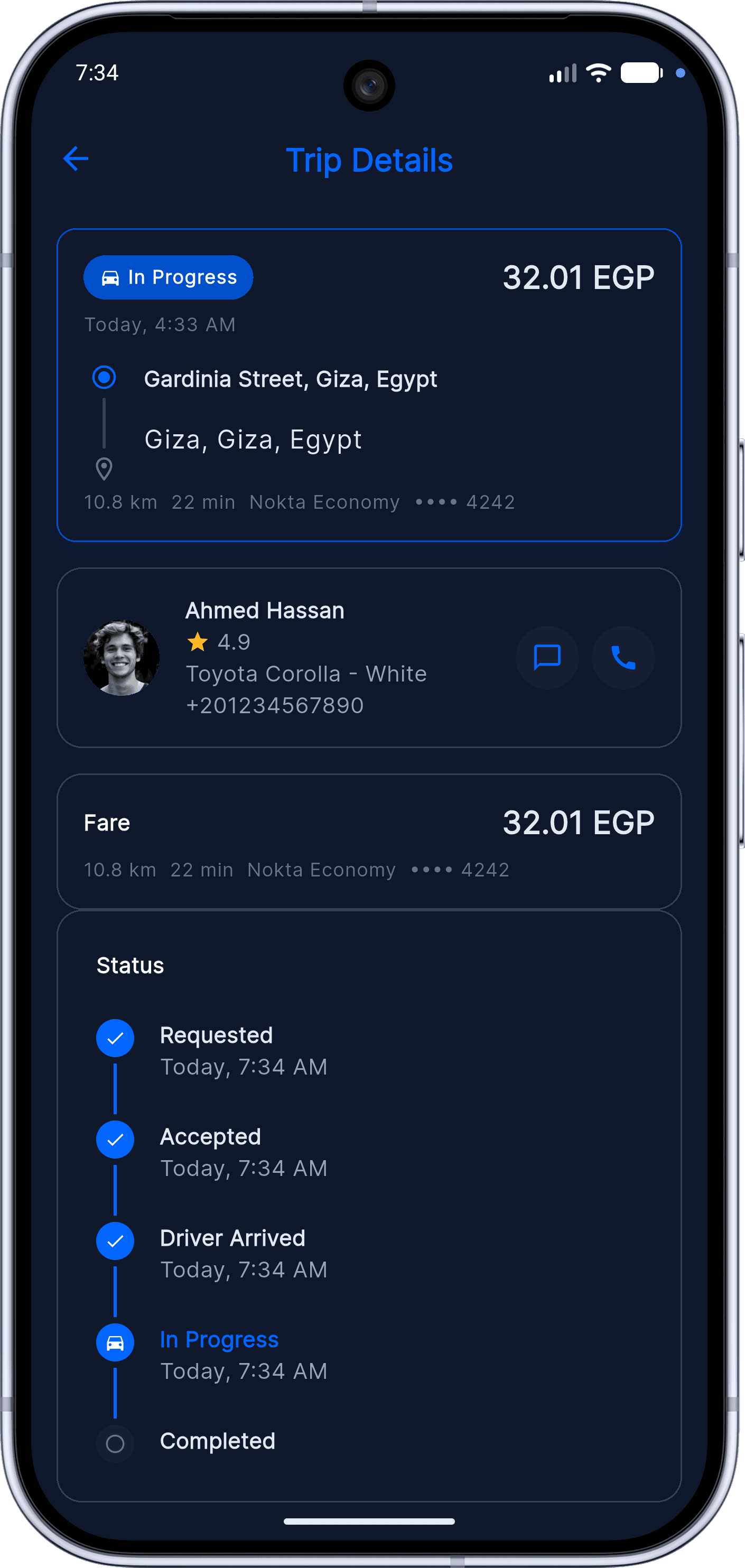 Nokta — Ride-Hailing / Delivery MVP: Trip Management (18 trip detail)