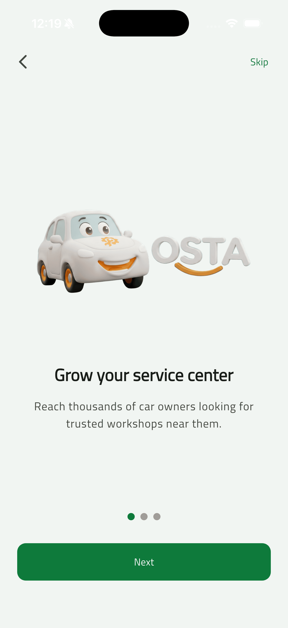 Osta (أُسطى) — Car Services Marketplace: Business Side — Dashboard, Catalog & Team (07 onboarding business 1)