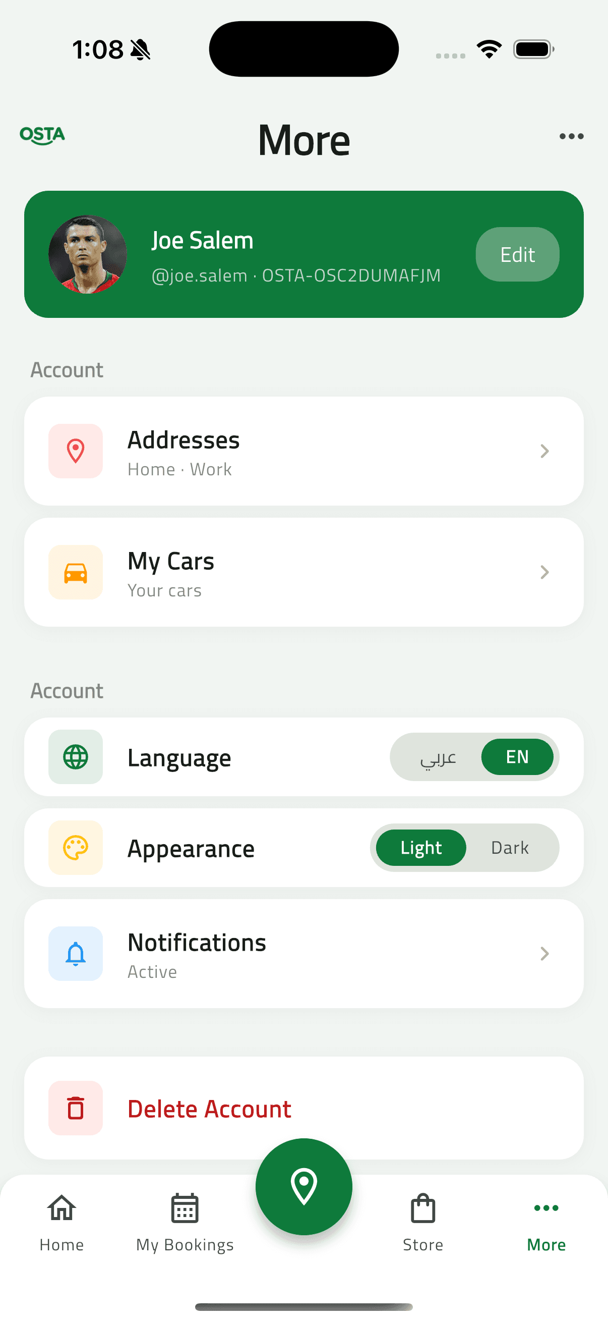 Osta (أُسطى) — Car Services Marketplace: Customer Home, Profile & Notifications (30 more menu)