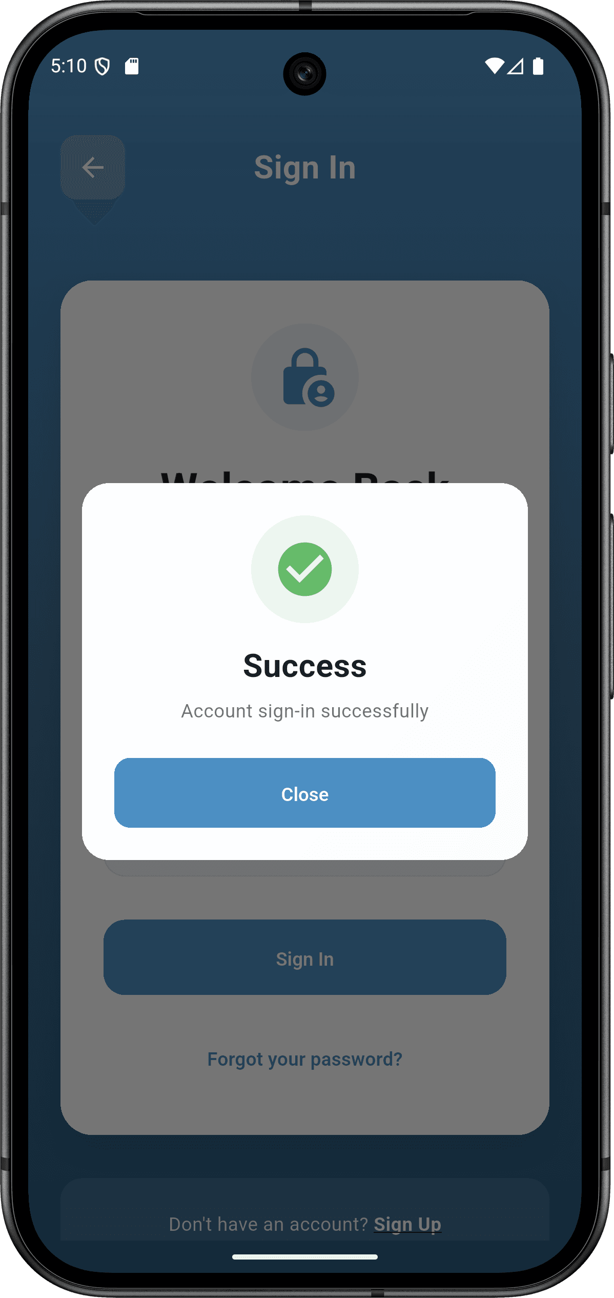 تطبيق Sprints Shop: واجهة التطبيق (login 2)