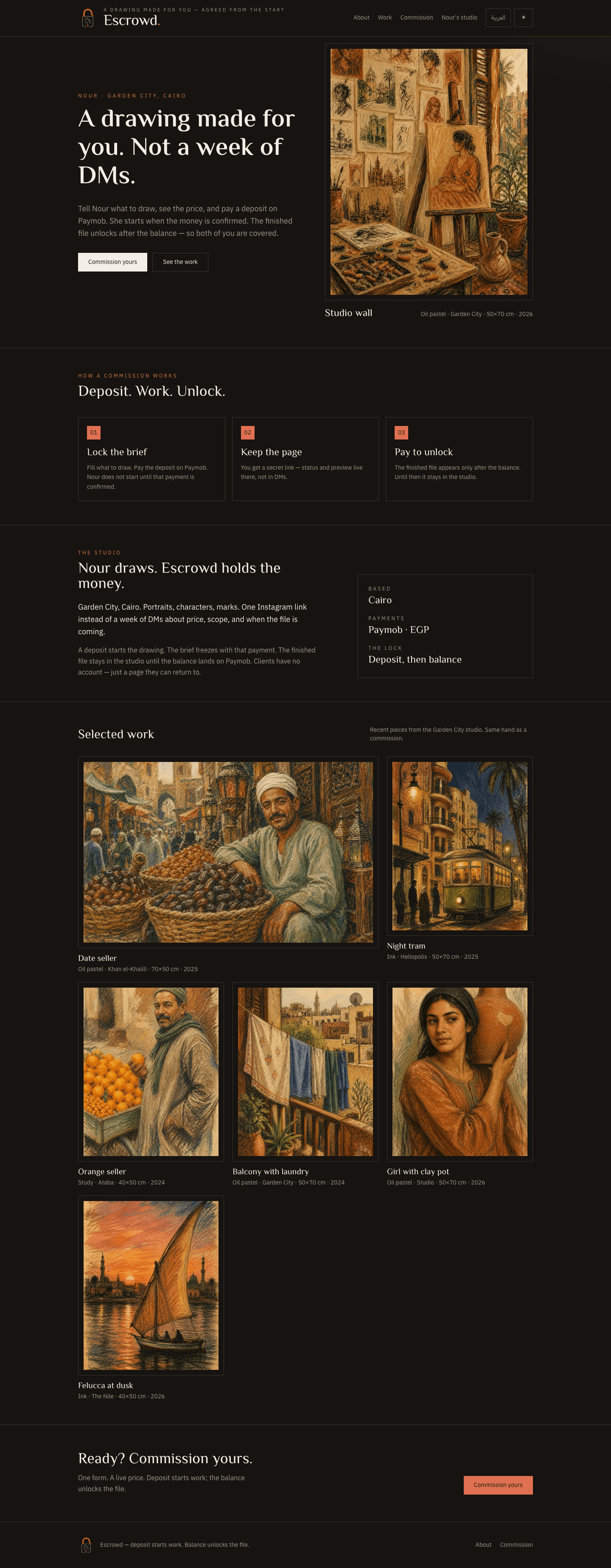 Escrowd — Commission Escrow with Paymob: Landing Page (02 home en)